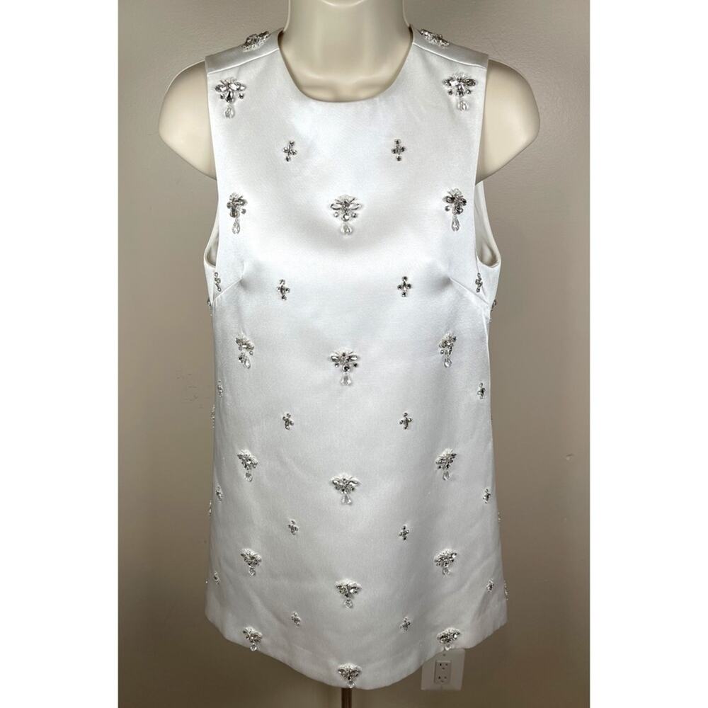 RETROFETE Tylee Crystal Embellished Satin White Mini Dress Size XS - Picture 3 of 16